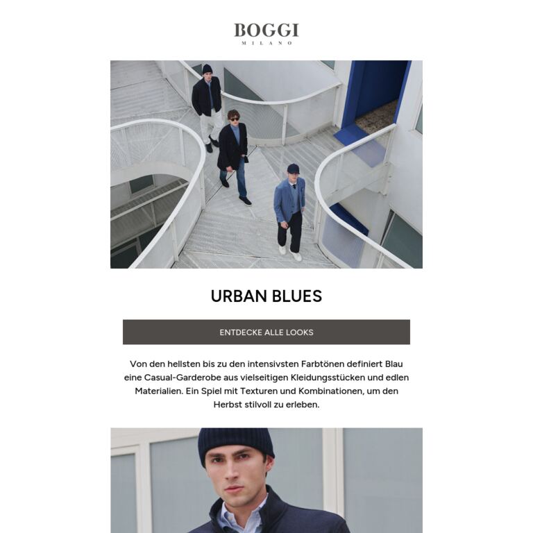 Casual kleidet sich in Blau - newsletter screenshot