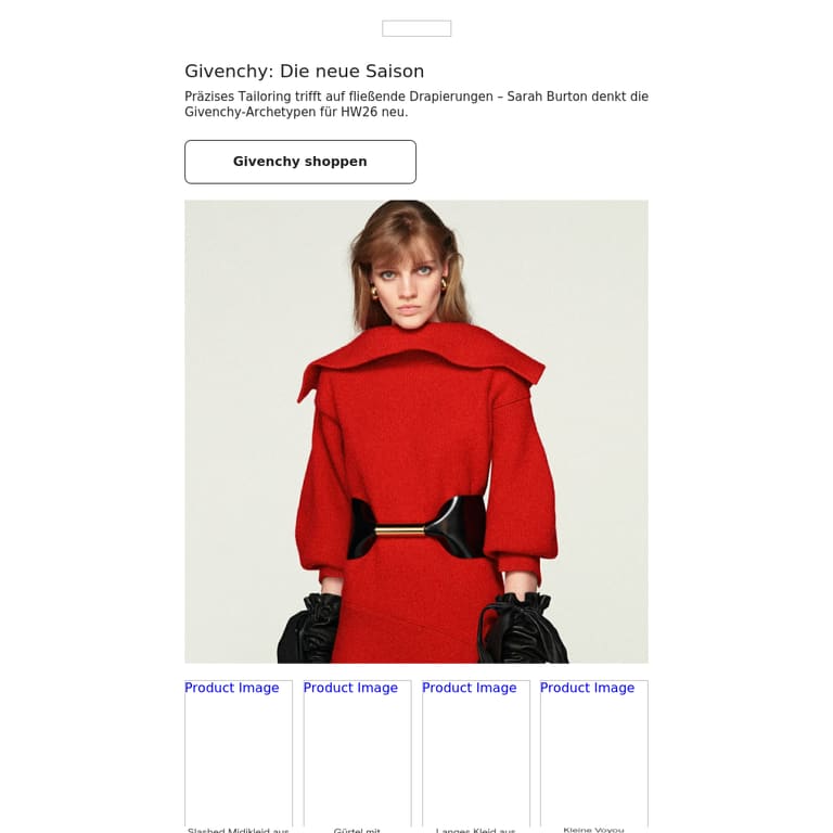 Givenchy: Die neue Saison - newsletter screenshot