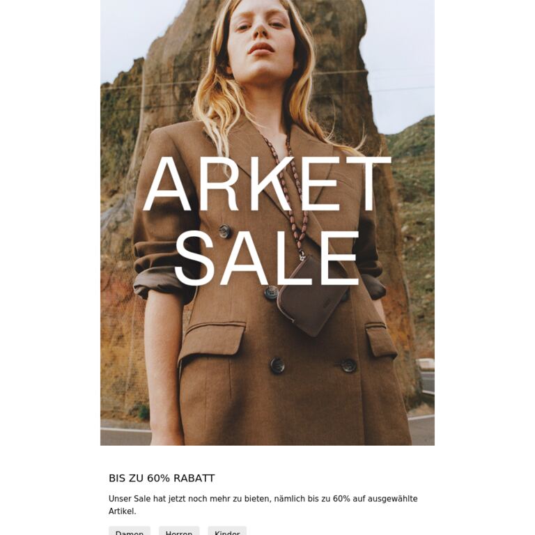 SALE – BIS ZU 60% RABATT - newsletter screenshot