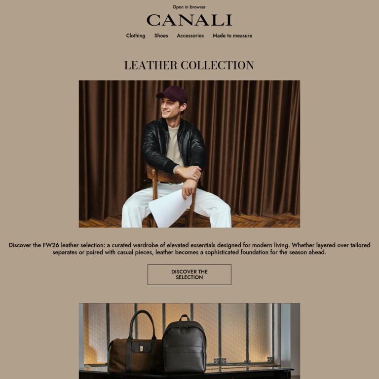 A Leather Wardrobe for the Season Ahead - newsletter screenshot