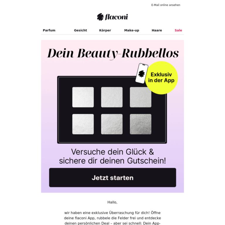 Rubbel deinen Gutschein frei! 🎫 - newsletter screenshot