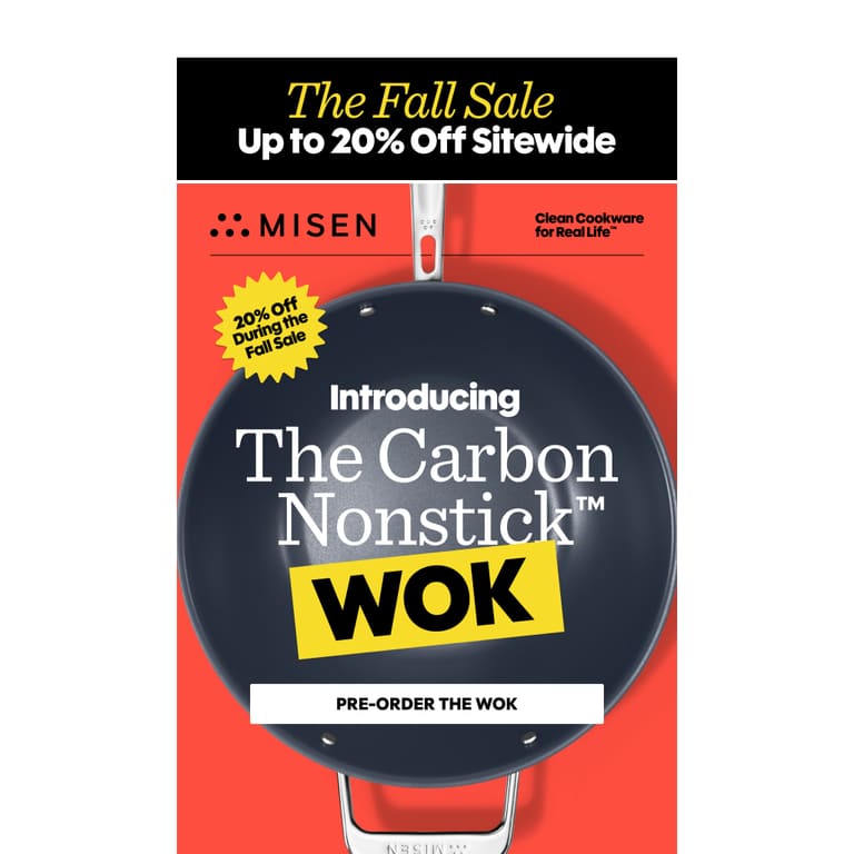 Introducing the Carbon Nonstick™ Wok - 20% Off - newsletter screenshot