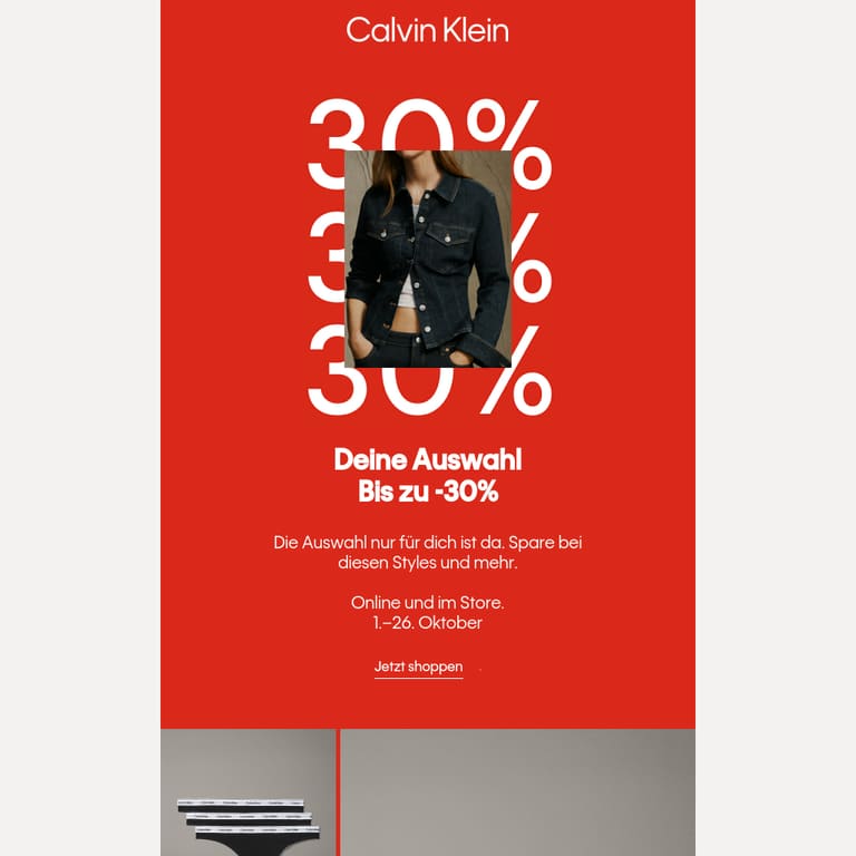 Deine Auswahl: bis zu -30% - newsletter screenshot
