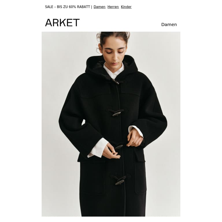 Der Dufflecoat, wie gemacht für den Herbst - newsletter screenshot
