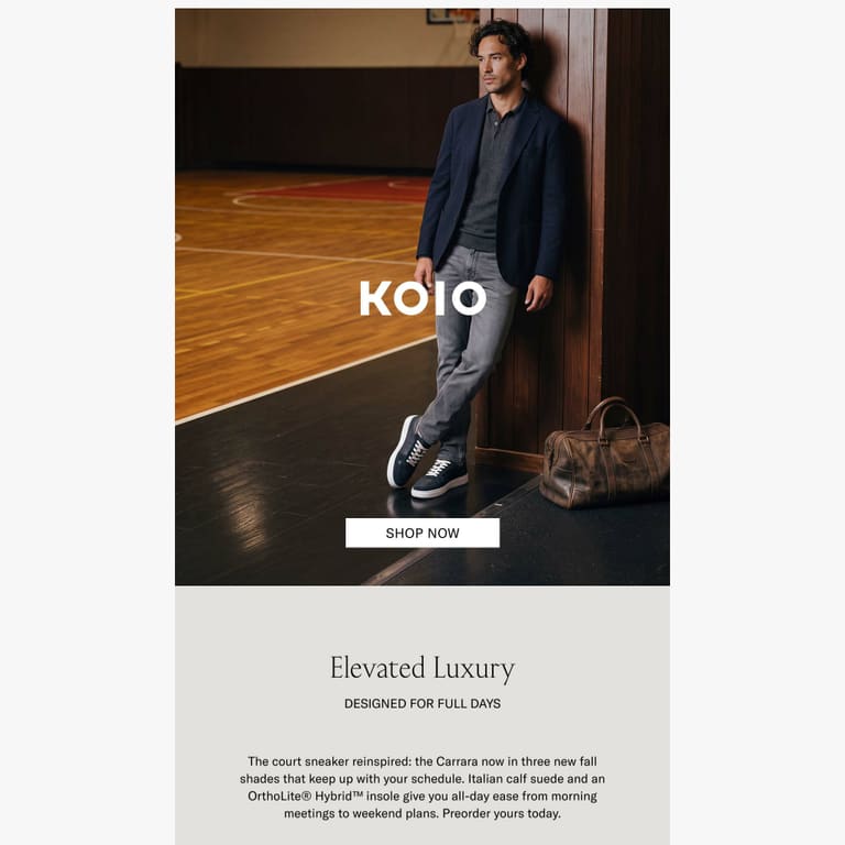 Explore the Suede Carrara - newsletter screenshot