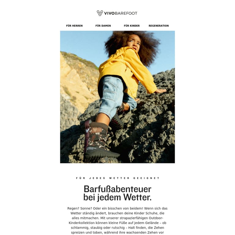 Lass dir unsere wetterfesten Vivos für Kinder nicht entgehen! - newsletter screenshot