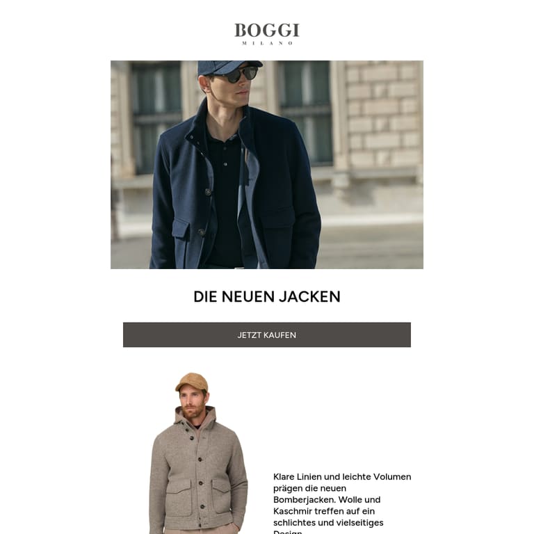 Entdecken Sie die neuen Jacken - newsletter screenshot