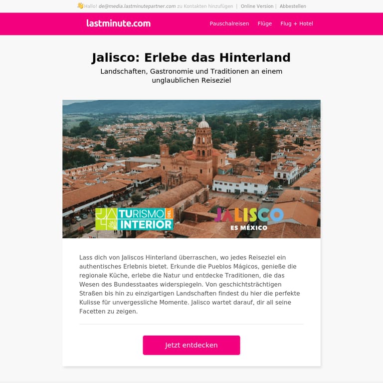 Jalisco: Entdecke den Zauber im Hinterland - newsletter screenshot