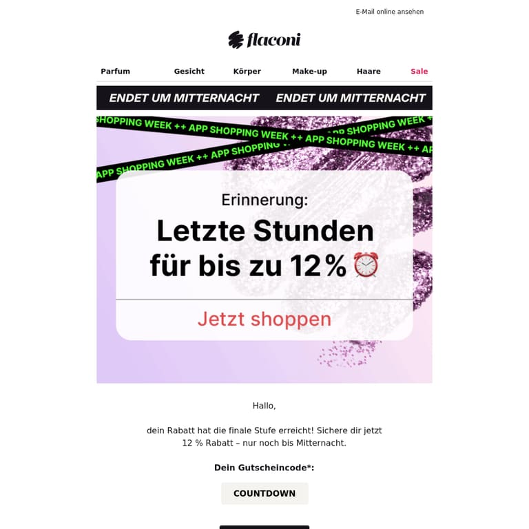 Finale Stufe erreicht: 12 % Rabatt! 🔥 - newsletter screenshot
