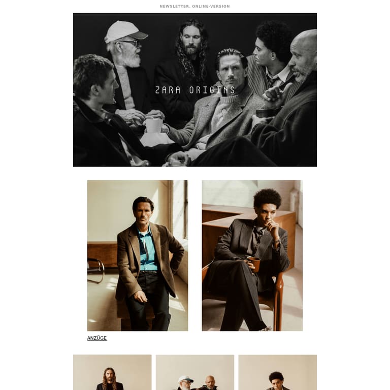 ZARA ORIGINS - newsletter screenshot