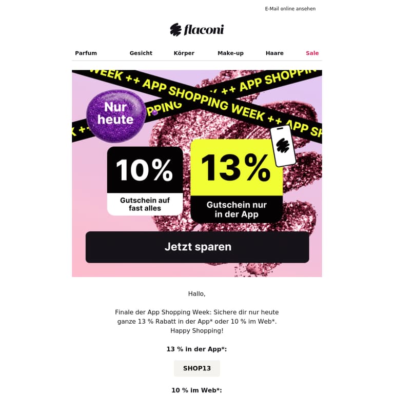 FINALE ❱❱ Bis zu 13 %-Gutschein 💥 - newsletter screenshot