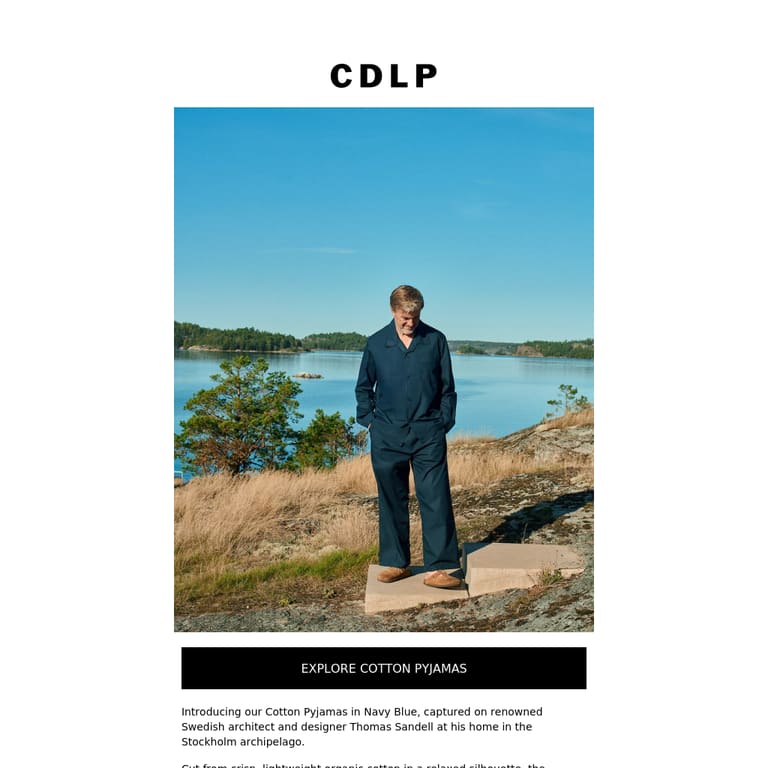 Introducing: Cotton Pyjamas in Navy Blue - newsletter screenshot