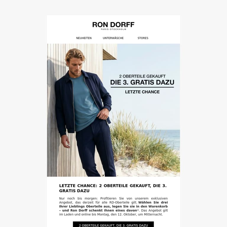 2 Oberteile gekauft, die 3. gratis dazu | Letzte Chance - newsletter screenshot