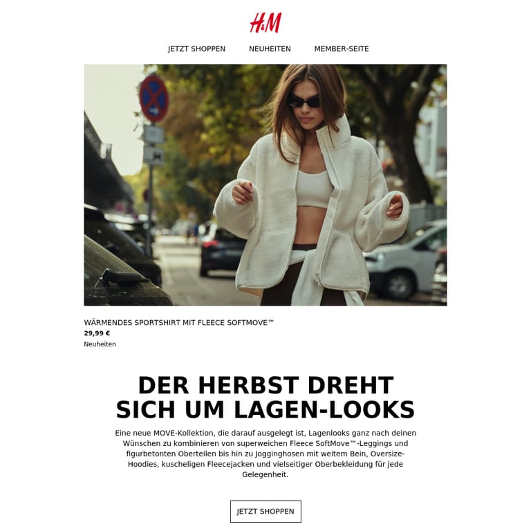 Deine neuen Lieblings-Layer von H&M MOVE - newsletter screenshot