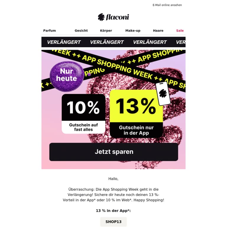 👏 Zugabe! Dein 13 %-Gutschein gilt noch - newsletter screenshot