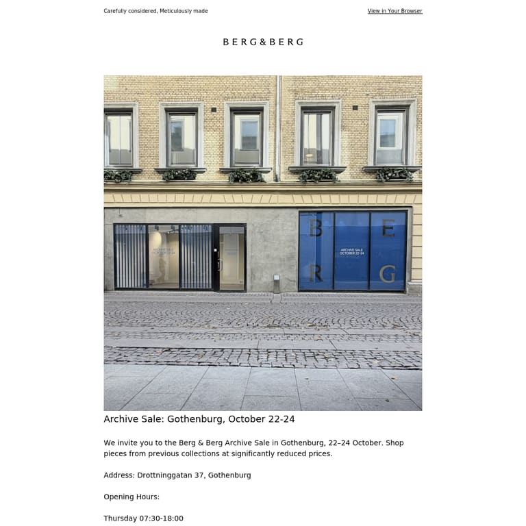 Gothenburg Archive Sale - newsletter screenshot