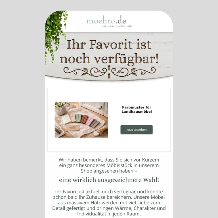 Ihr Favorit wartet noch auf Sie! - newsletter screenshot