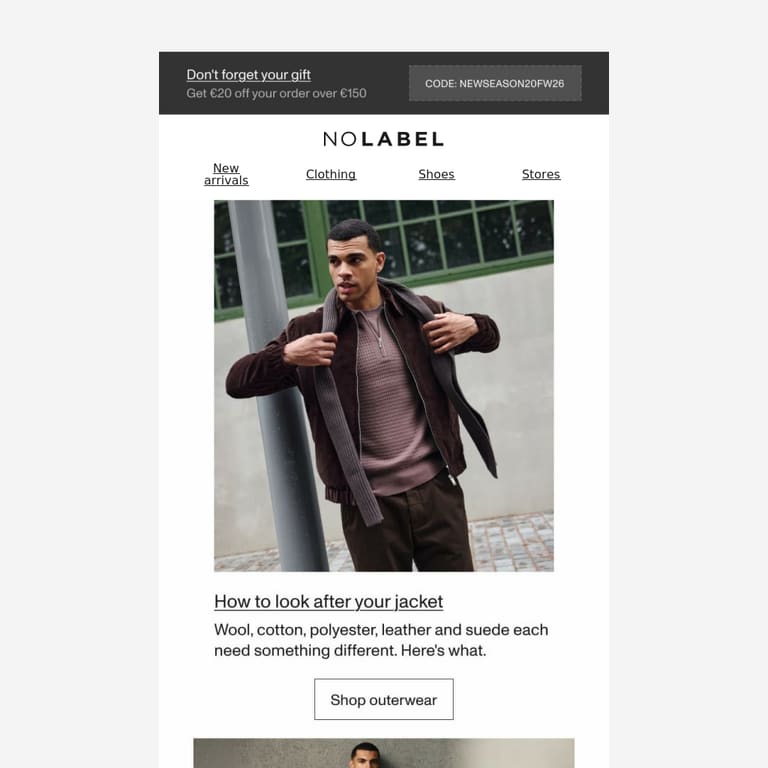 How to look after your jacket - newsletter screenshot