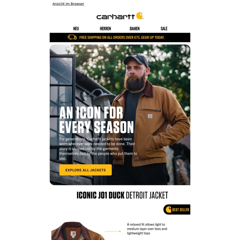 Our Iconic Jackets Collection - newsletter screenshot