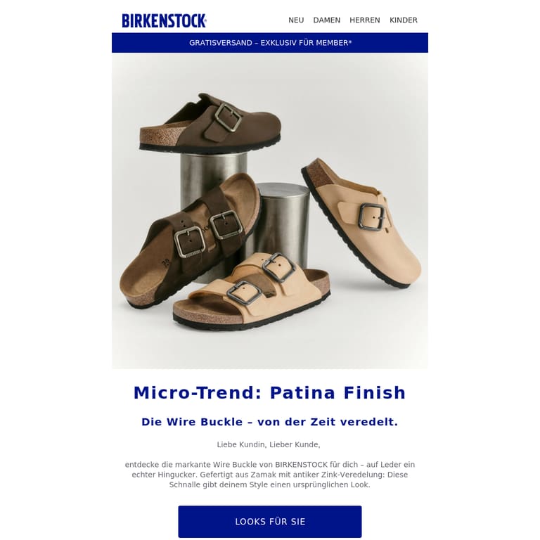 Rauer Charme: Birkenstock's Wire Buckle. - newsletter screenshot