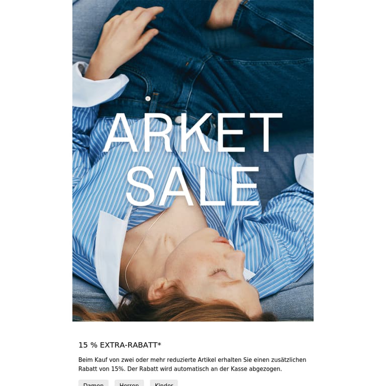 NEWS ZUM SALE – 15 % EXTRA-RABATT* - newsletter screenshot