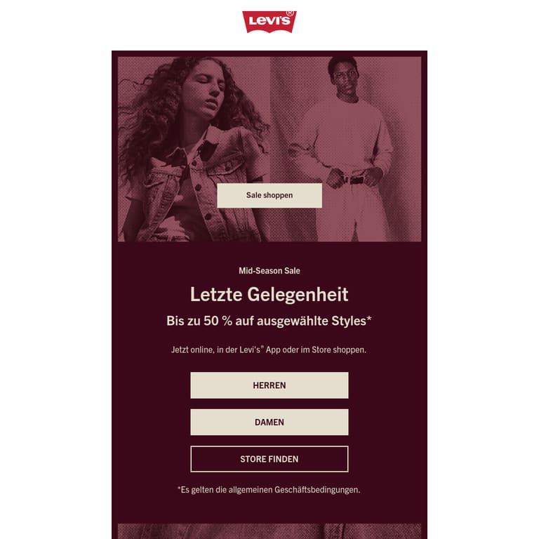 Letzte Gelegenheit 📢❗🚨 Bis zu 50 % auf ausgewählte Styles* - newsletter screenshot