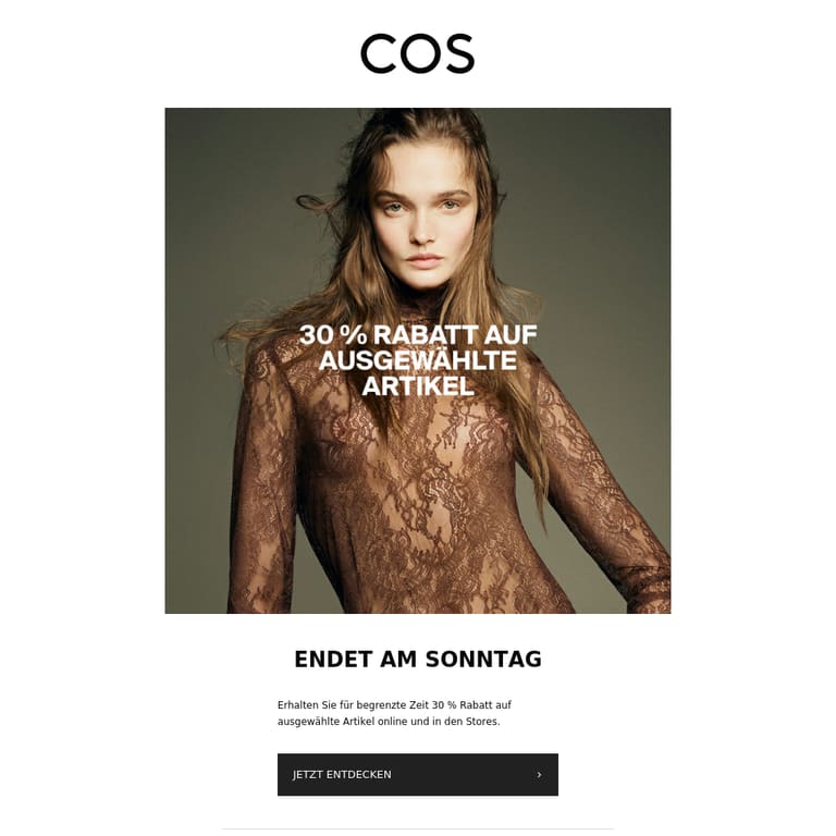 30 % Rabatt auf ausgewählte Artikel - newsletter screenshot