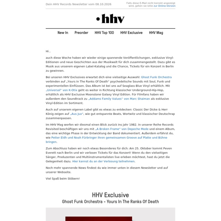 Ghost Funk Orchestra | K-Otix | OST Addams Family Values | Classic Der Dicke & Herr König - newsletter screenshot