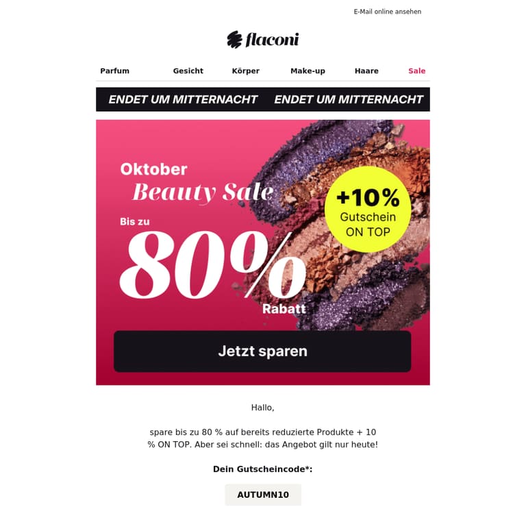 Schon geshoppt? Bis zu 80 % Rabatt ⏰ - newsletter screenshot