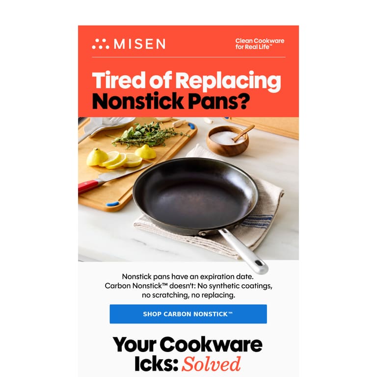 Your Cookware Issues, Solved - newsletter screenshot