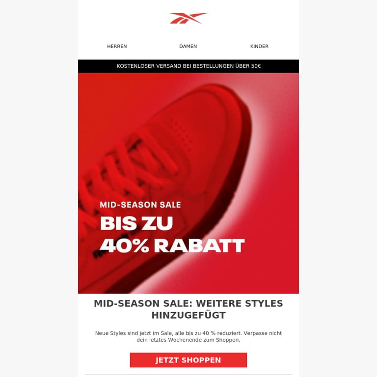 Mid-Season Sale: Neue Styles hinzugefügt - newsletter screenshot