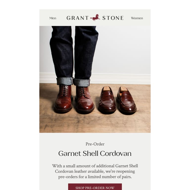 Garnet Shell Cordovan: The Final Pairs - newsletter screenshot