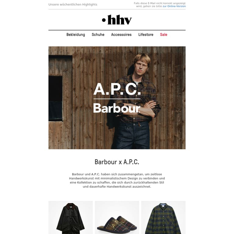 Barbour x A.P.C. | New Brand Needles | adidas x Arte Antwerp - newsletter screenshot