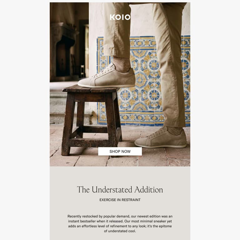 Back in Stock: The Parma Sneaker - newsletter screenshot