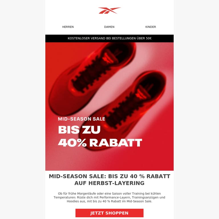 Mid-Season Sale: Bis zu 40 % Rabatt auf Herbst-Layering - newsletter screenshot