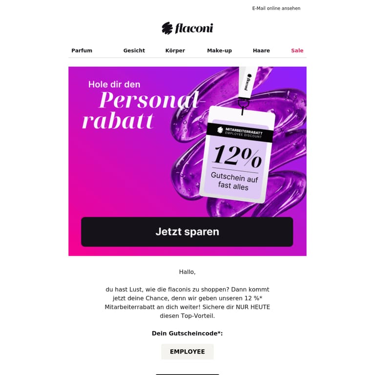 12 % Personalrabatt für dich - newsletter screenshot