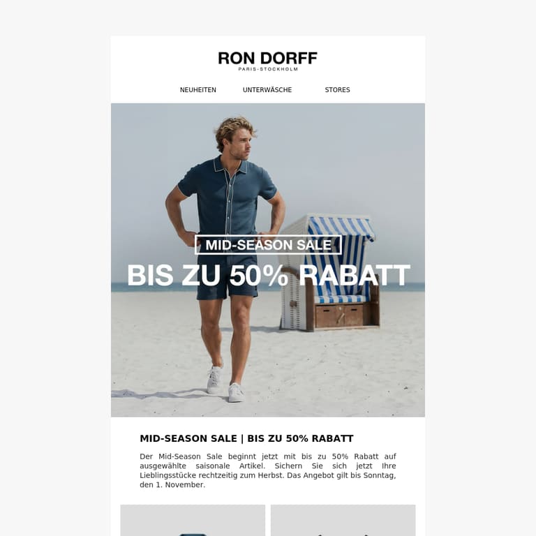 Bis zu 50% Rabatt | Mid-Season Sale - newsletter screenshot