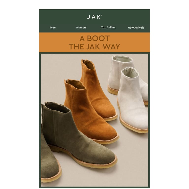 A boot the JAK way. - newsletter screenshot