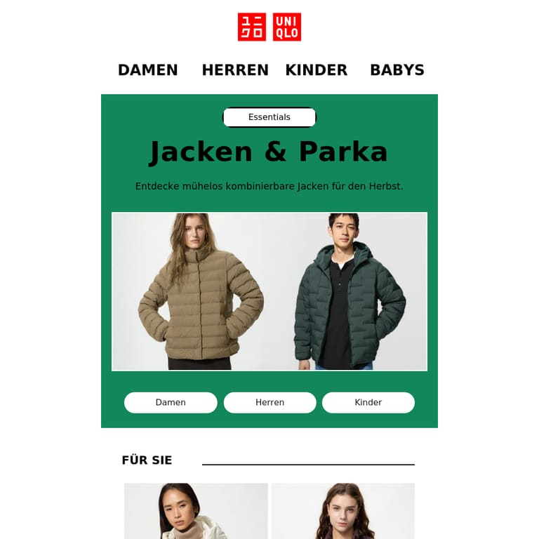Zeit für neue Jacken - newsletter screenshot