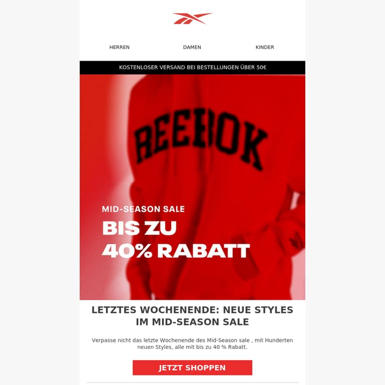 Mid-Season Sale: Neue Styles hinzugefügt - newsletter screenshot