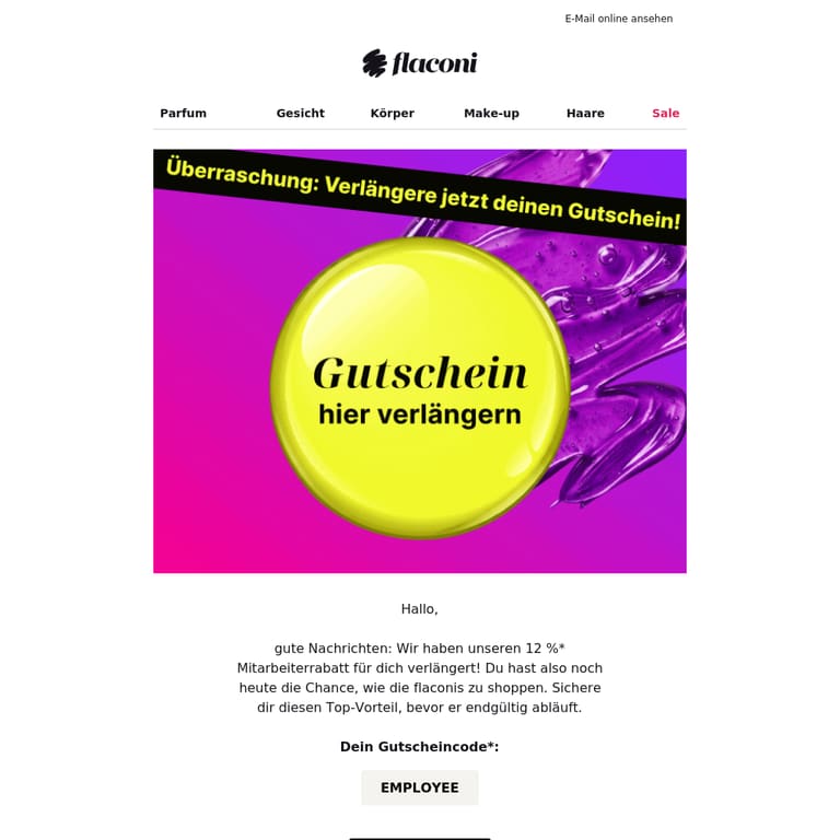 VERLÄNGERT: 12 % Mitarbeitervorteil - newsletter screenshot