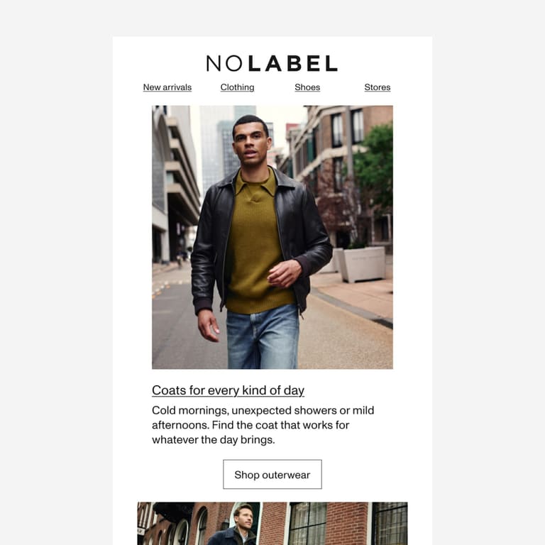 Coats for every kind of day - newsletter screenshot