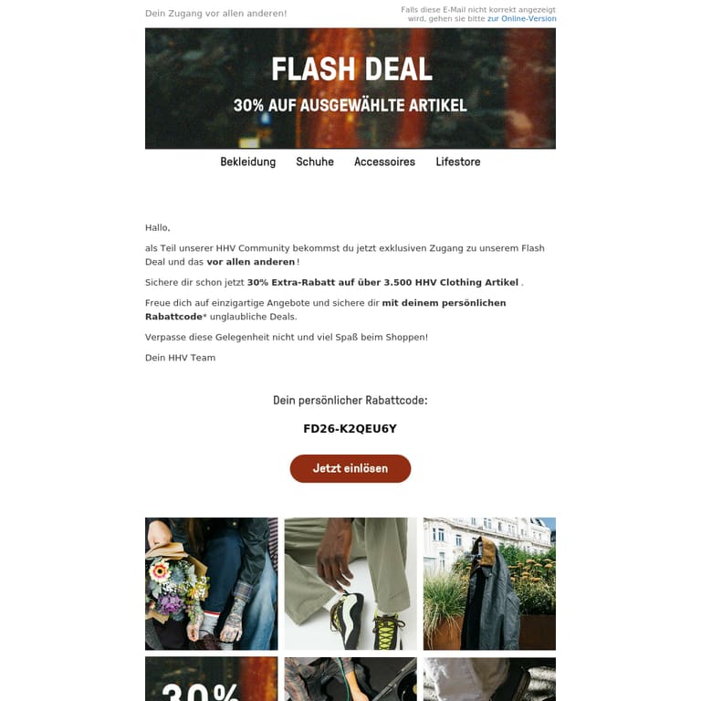 Flash Deal: Exklusiver Pre-Access. Sei unter den Ersten! - newsletter screenshot