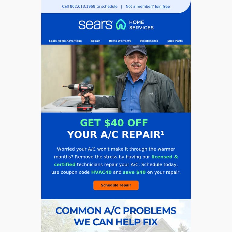 A/C having issues? Fix it as soon as TODAY - newsletter screenshot