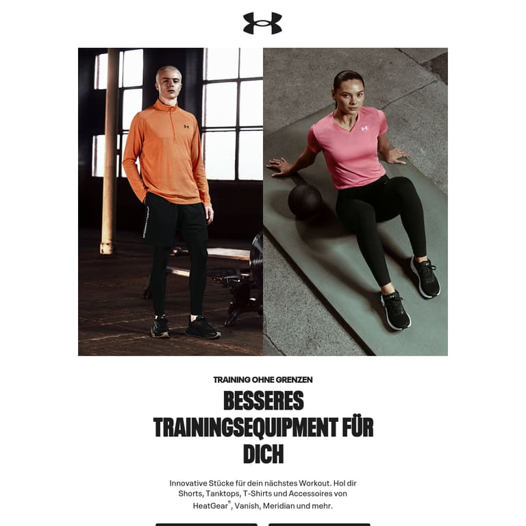 Trainingsequipment von Kopf bis Fuß - newsletter screenshot