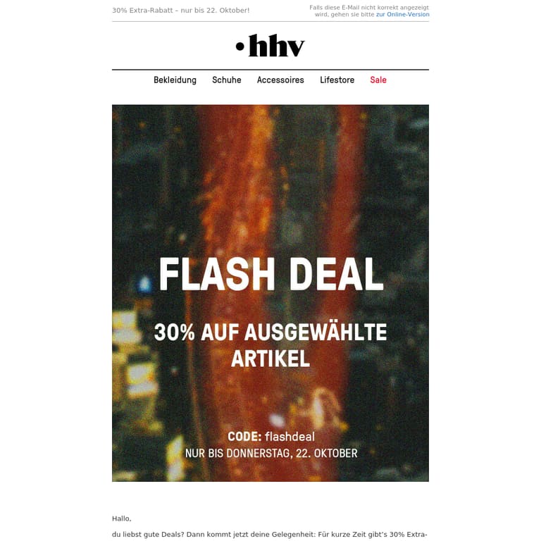 Jetzt bis zu 70% sparen mit 30% Extra-Rabatt! Nur für 72 Stunden! - newsletter screenshot
