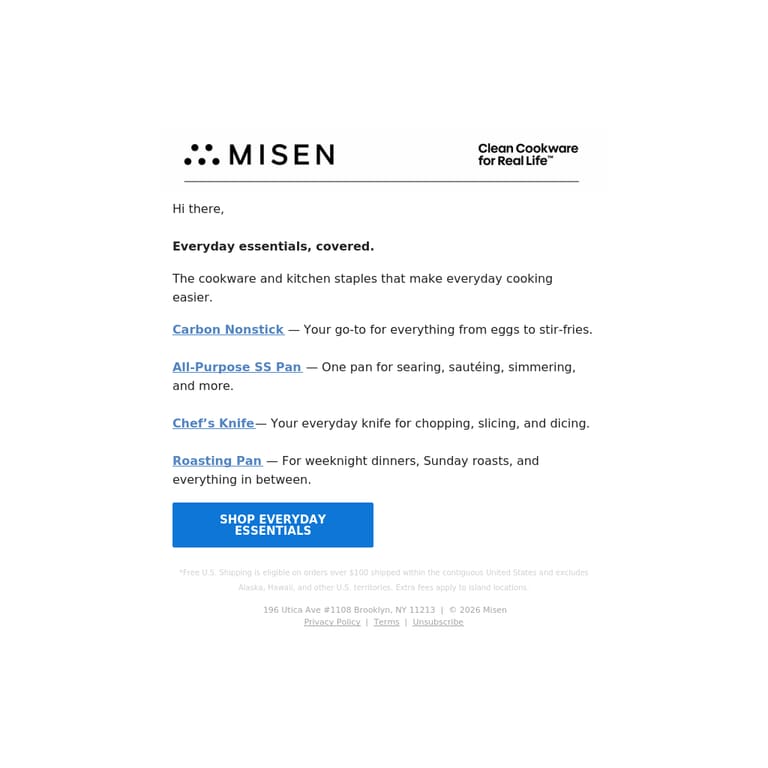 Everyday Essentials, Covered - newsletter screenshot