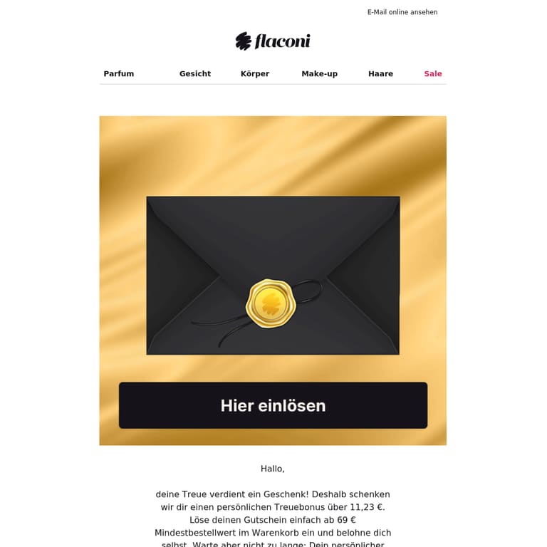 ✨ Löse deinen Treuebonus ein! - newsletter screenshot