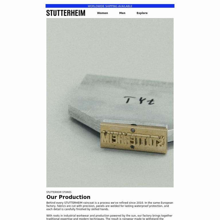 Our Production - newsletter screenshot