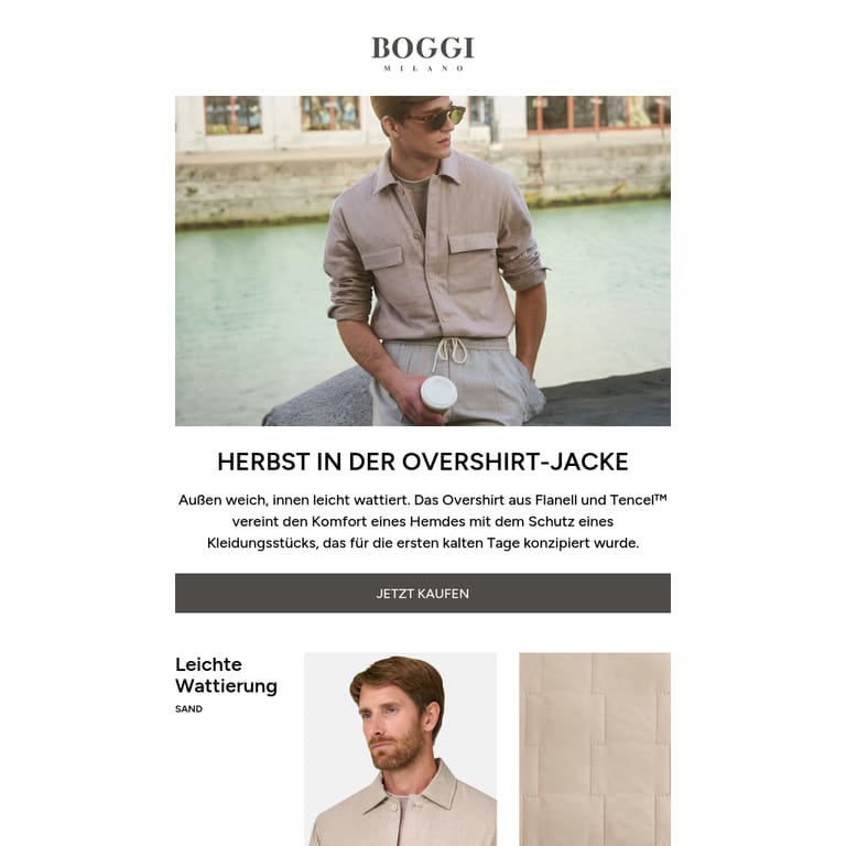 Das perfekte Overshirt für den Herbst - newsletter screenshot